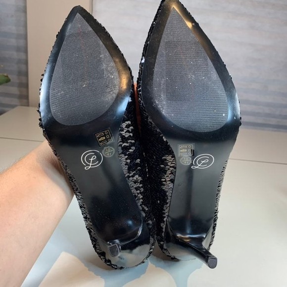 Chinese Laundry Ruthy Black Sequin Pointed Toe High Heel Pumps Women's 10 - Picture 10 of 12